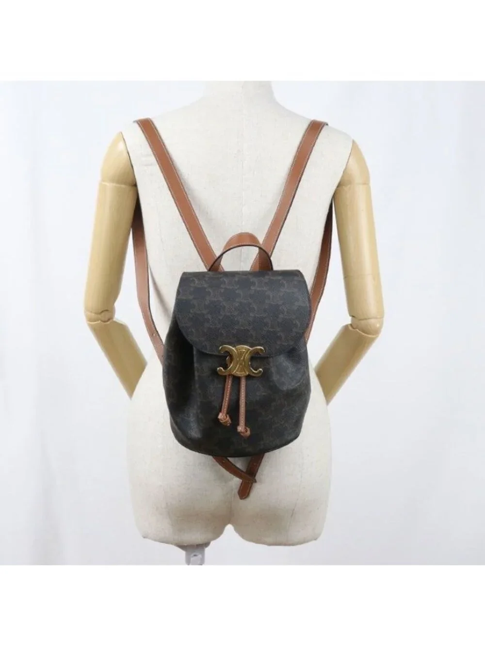 Celine Bonnie Triomphe Canvas Backpack Leather